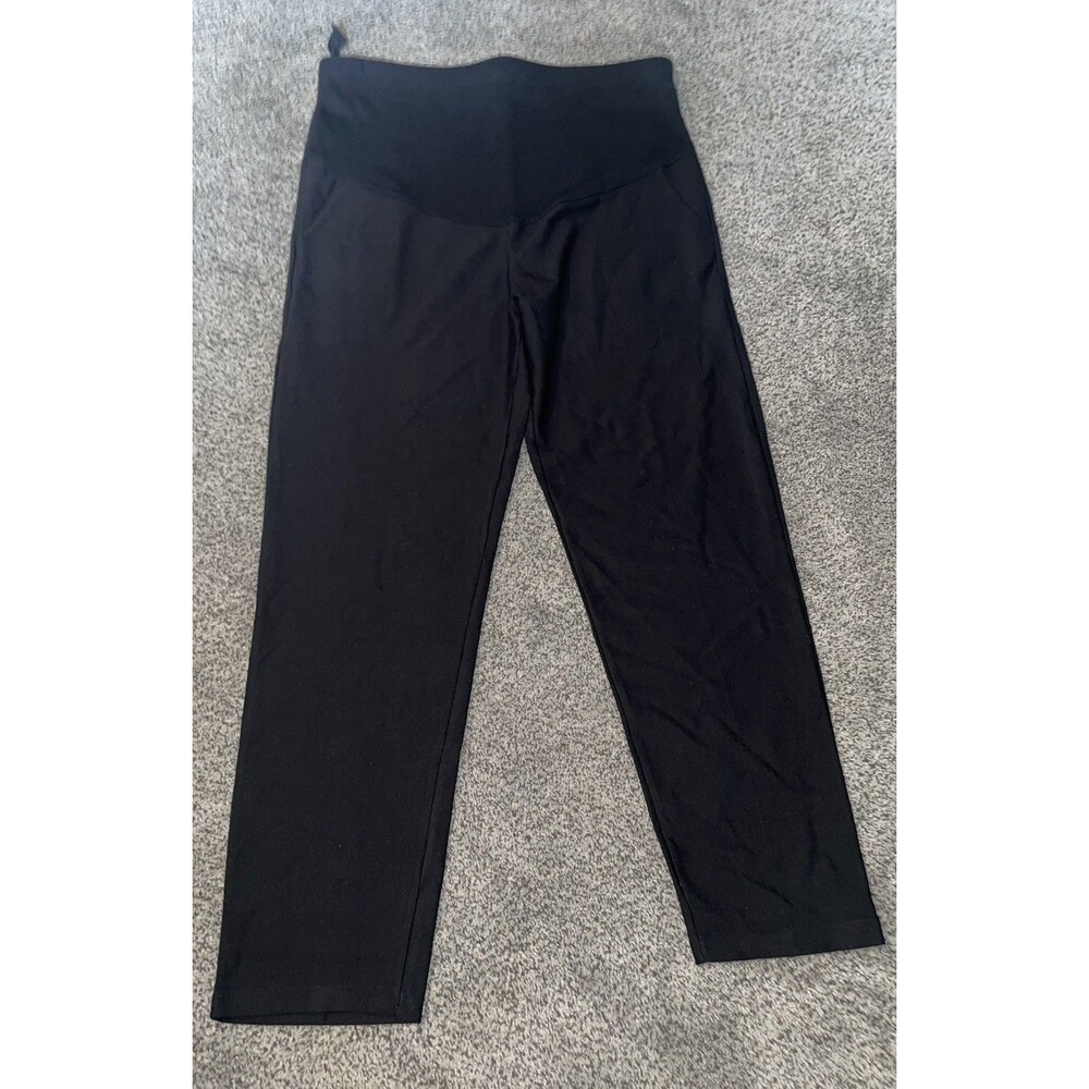 Alina Mae Maternity Pants M Black Over Bump Work Straight Leg Pockets